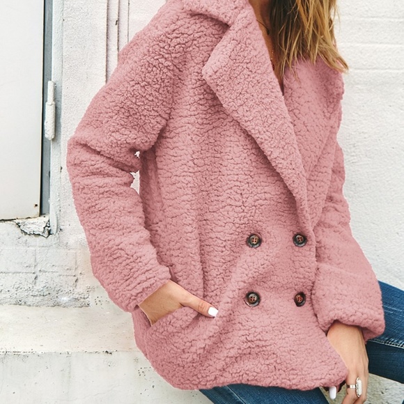 pink plus size peacoat